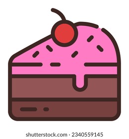 Sliced Tart Cake Simple Line Icon Symbol Logo