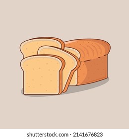 Sliced toast brown breed vector icon concept design