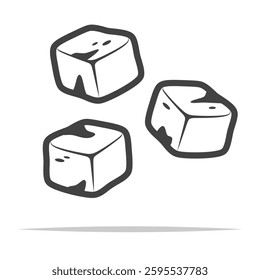 Sliced tofu pieces outline icon transparent vector isolated