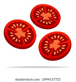 Ilustración aislada de Vector de corte de tomate en rodajas