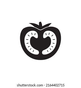 Sliced Tomato icon in black flat glyph, filled style isolated on white background