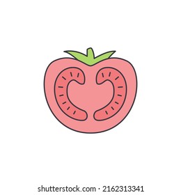 Sliced Tomato icon in color, isolated on white background 