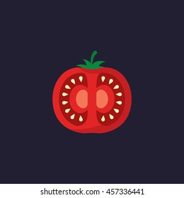 sliced tomato icon in flat style