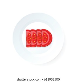 Sliced tomato icon vector on dish