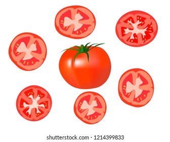 Sliced tomato vector. Pizza ingredients vector design