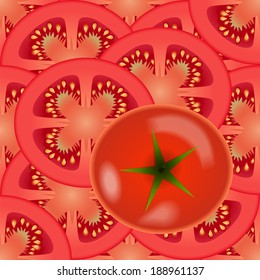 Sliced tomato vegetables. Design seamless colorful pattern. Vector art. EPS10