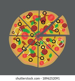 sliced ​​pizza. vector food graphics