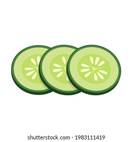 Sliced ​​cucumber vector. ​​cucumber on white background.