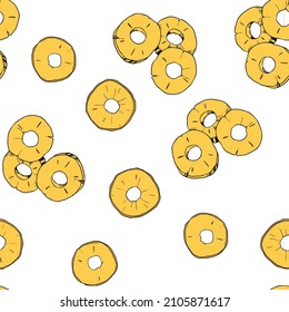 sliced ​​pineapple vector seamless background, fruit pattern.