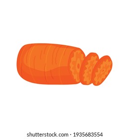 Sliced vegetables composition with flat isolated image of half carrot with slices vector illustration