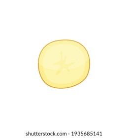 Sliced vegetables composition with flat isolated image of half potato front view vector illustration