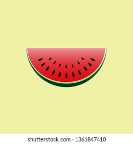 Sliced of watermelon flat design - vector illustration.