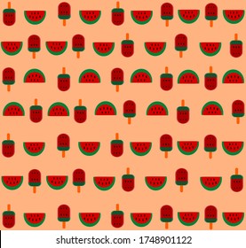 Sliced watermelon and Ice cream wartermelon on background. (Summer,pattern,wallpaper)