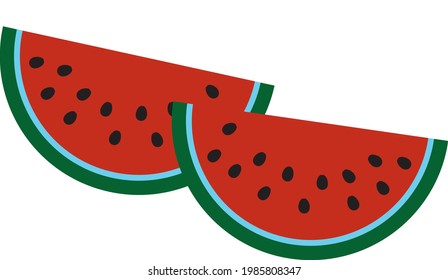 Scheiben von Wassermelonen einzeln auf weißem Hintergrund
