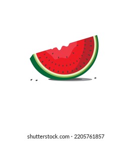 Sliced of watermelon isolated on white background vector illustrations.