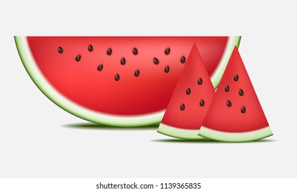 Sliced watermelon on white background. vector illustration