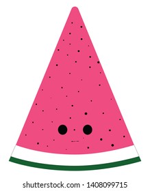 Die Wassermelone rosa in Scheiben mit zwei Augen, Vektorgrafik, Farbzeichnung oder Illustration. 