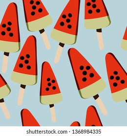 sliced watermelon popsicles seamless pattern vector illustration