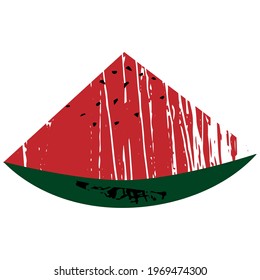 Sliced watermelon textured element in cartoon style on a white background. Isolated stock vector illustration. 