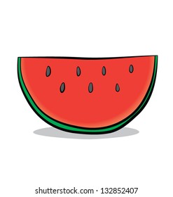 sliced watermelon  / vector cartoon of watermelon, isolated on white background