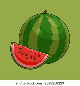 sliced watermelon vector illustration cartoonish style