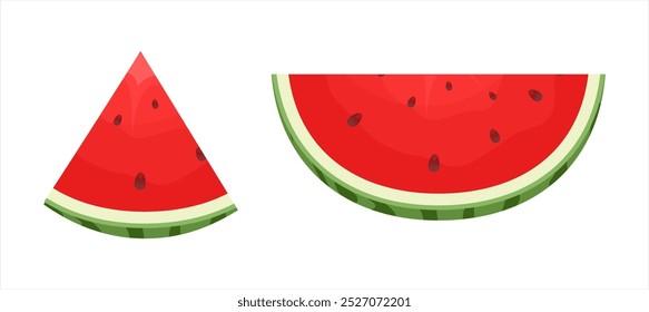 ilustração de vetor de melancia fatiada, fruta fresca de verão 