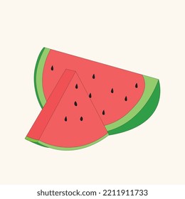 Cortada de sandía, ilustración vectorial de una sandía. aislado de fondo blanco.