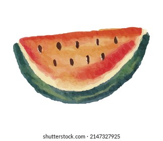 Sliced of Watermelon with Watercolor Illustration Style