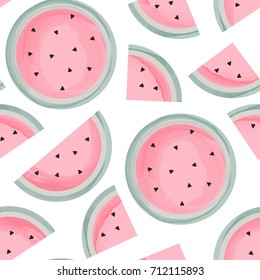 Sliced watermelon watercolor seamless pattern
