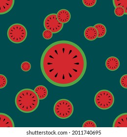 Sliced watermelons with seamless pattern