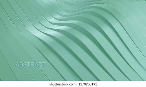 Sliced wavy surface. Vector futuristic illustration. Light abstract background. 3d relief with curved plastic ribbons. Decoration element. Modern fresh cover design