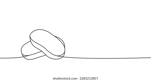 Sliced wheat baguette one line continuous drawing. Bakery pastry products continuous one line illustration. Vector minimalist linear illustration.