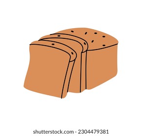Sliced wheat bread icon. Bakery pastry products silhouette. Vector illustration.