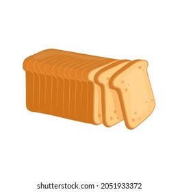 Sliced wheat bread isolated on white background. Toast bread. Vector Illustration