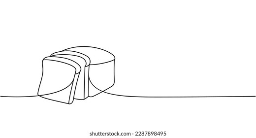 Pan de trigo rebanado en una línea de dibujo continuo. Productos pasteleros de panadería ilustran continuamente una línea. Ilustración lineal minimalista del vector.