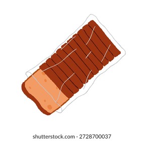 Sliced wheat toast bread loaf. Fresh baked toastbread wrapped in transparent plastic packaging. Soft flour food, bakery cut into pieces. Flat vector illustration isolated on white background