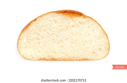 Sliced white bread isolated on white background. Close-up of bread. Top view. Realistic vector illustration