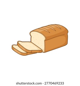 Sliced White Bread Loaf and Two Pieces Isolated sliced bread