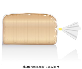 Sliced White Bread Loaf Vector Visual, In Clear Plastic Film Bag