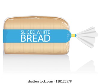 Sliced White Bread Loaf Vector Visual, In Clear Plastic Film Bag