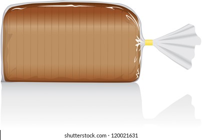 Sliced White Or Brown Bread Loaf Vector Visual, In Clear Plastic Film Bag