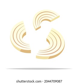 Sliced white onion chunk vector isolated illustration
