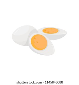 Sliced and whole hard boiled eggs vector Illustration on a white background