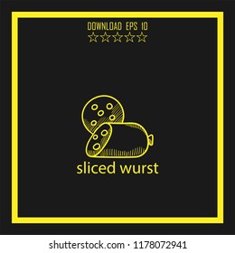 sliced wurst sketch vector icon