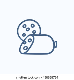 Sliced wurst vector sketch icon isolated on background. Hand drawn Sliced wurst icon. Sliced wurst sketch icon for infographic, website or app.