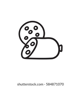 Sliced wurst vector sketch icon isolated on background. Hand drawn Sliced wurst icon. Sliced wurst sketch icon for infographic, website or app.