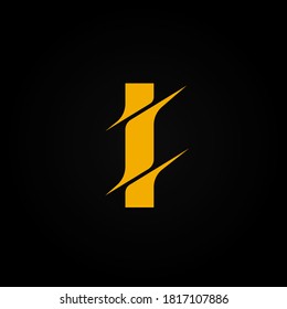 Sliced yellow character from a fontset, vector illustration