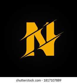 Sliced yellow character from a fontset, vector illustration