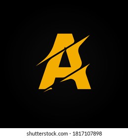 Sliced yellow character from a fontset, vector illustration