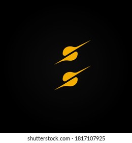 Sliced yellow character from a fontset, vector illustration